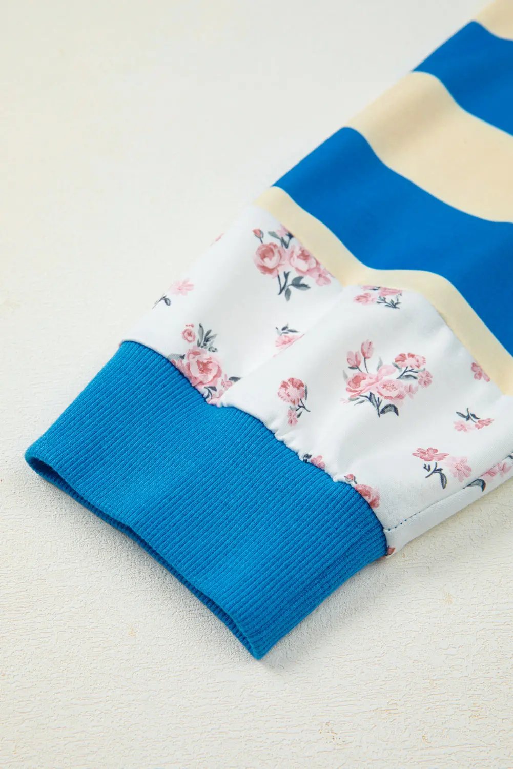 Blue Stripe Floral Color Block Drop Shoulder Plus Size Top Dear-Lover Dropshipping